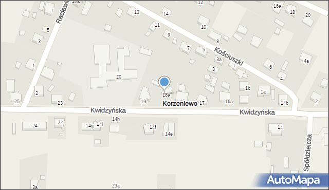 Korzeniewo, Kwidzyńska, 19a, mapa Korzeniewo