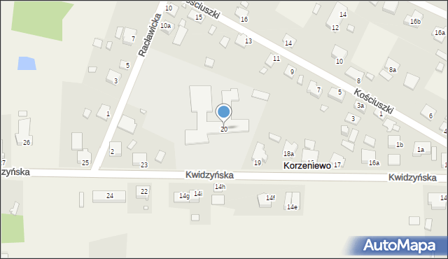 Korzeniewo, Kwidzyńska, 20, mapa Korzeniewo