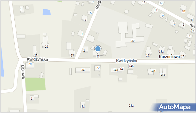 Korzeniewo, Kwidzyńska, 23, mapa Korzeniewo