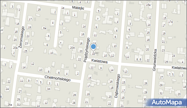 Kostrzyn, Kwiatowa, 12, mapa Kostrzyn