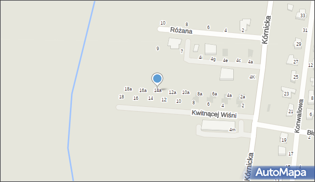 Kostrzyn, Kwitnącej Wiśni, 14a, mapa Kostrzyn