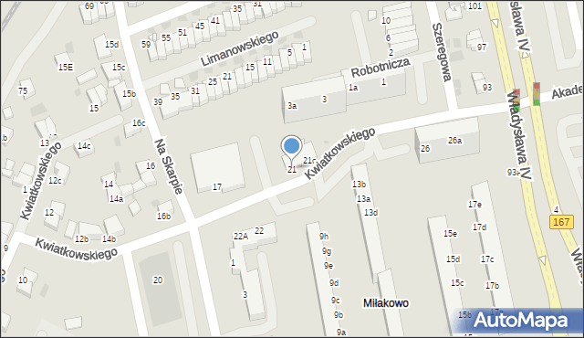 Koszalin, Kwiatkowskiego Eugeniusza, 21, mapa Koszalina