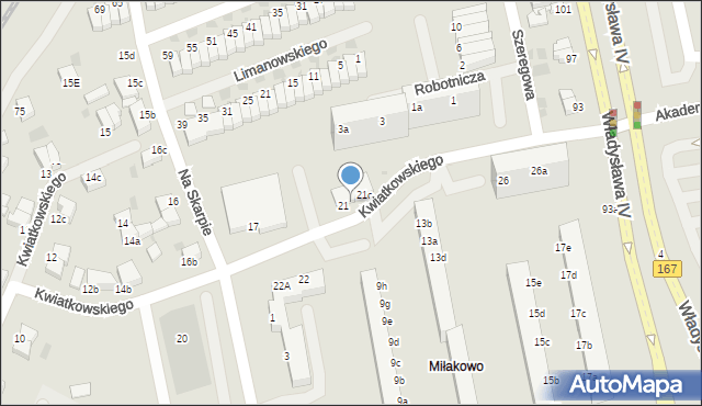 Koszalin, Kwiatkowskiego Eugeniusza, 21a, mapa Koszalina