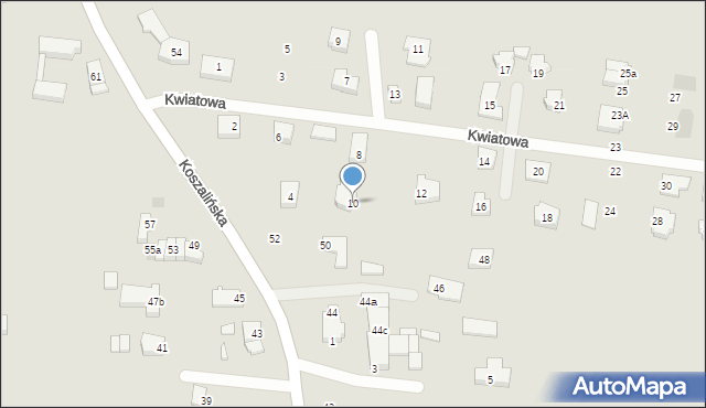 Koszalin, Kwiatowa, 10, mapa Koszalina