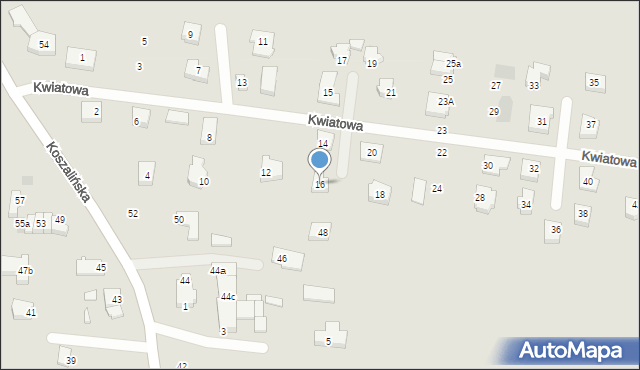 Koszalin, Kwiatowa, 16, mapa Koszalina