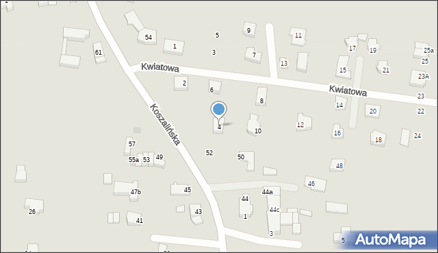 Koszalin, Kwiatowa, 4, mapa Koszalina