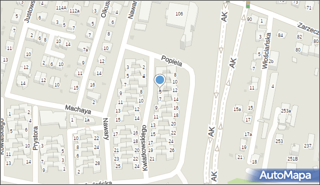 Kraków, Kwiatkowskiego Eugeniusza, 5, mapa Krakowa