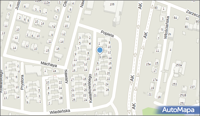 Kraków, Kwiatkowskiego Eugeniusza, 7, mapa Krakowa