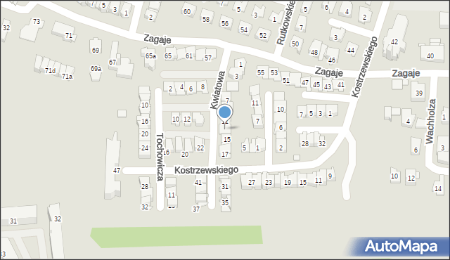 Kraków, Kwiatowa, 13, mapa Krakowa