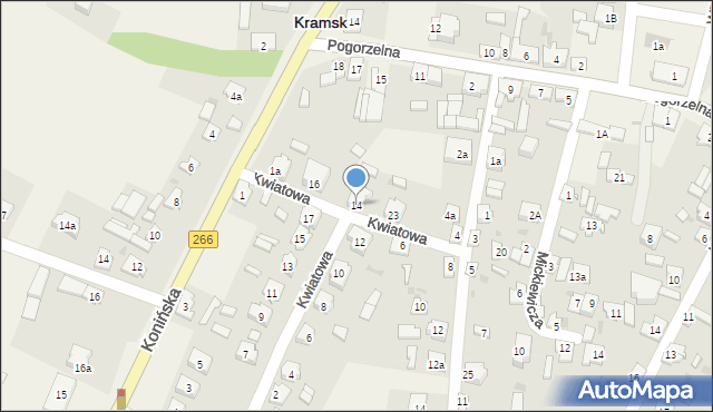 Kramsk, Kwiatowa, 14, mapa Kramsk