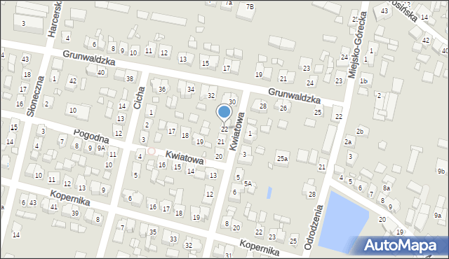 Krobia, Kwiatowa, 22, mapa Krobia