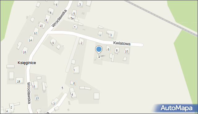 Księginice, Kwiatowa, 4, mapa Księginice