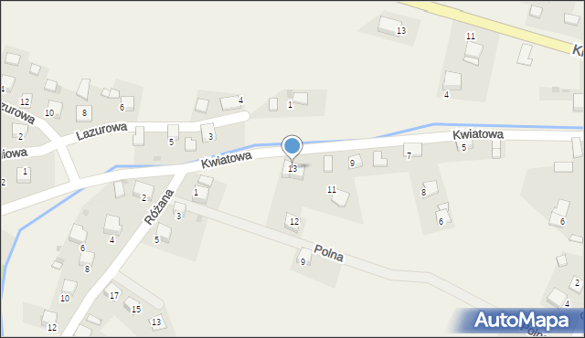 Kwaczała, Kwiatowa, 13, mapa Kwaczała