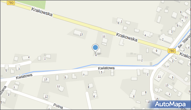 Kwaczała, Kwiatowa, 4, mapa Kwaczała