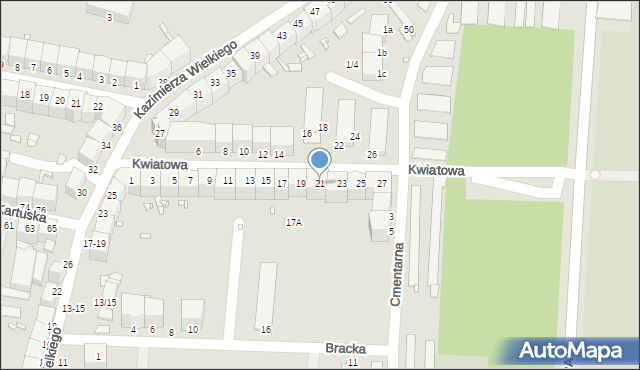 Legnica, Kwiatowa, 21, mapa Legnicy