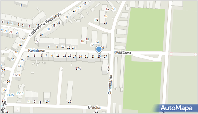 Legnica, Kwiatowa, 25, mapa Legnicy