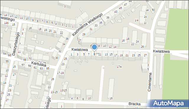 Legnica, Kwiatowa, 9, mapa Legnicy