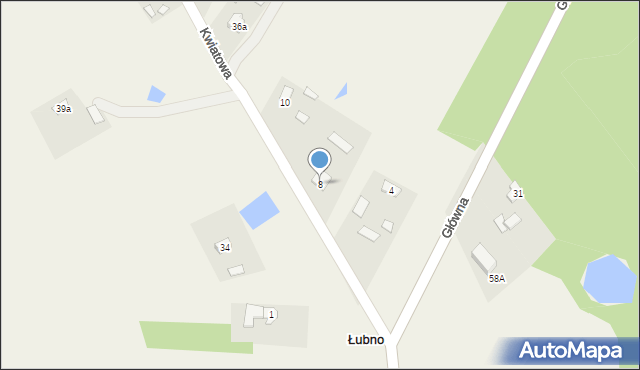 Łubno, Kwiatowa, 8, mapa Łubno