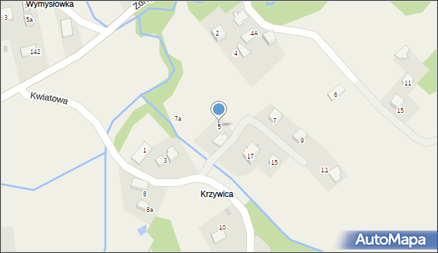 Lusina, Kwiatowa, 5, mapa Lusina