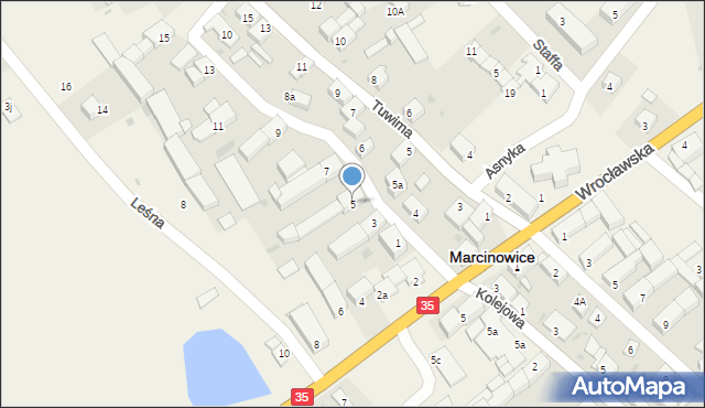 Marcinowice, Kwiatowa, 5, mapa Marcinowice