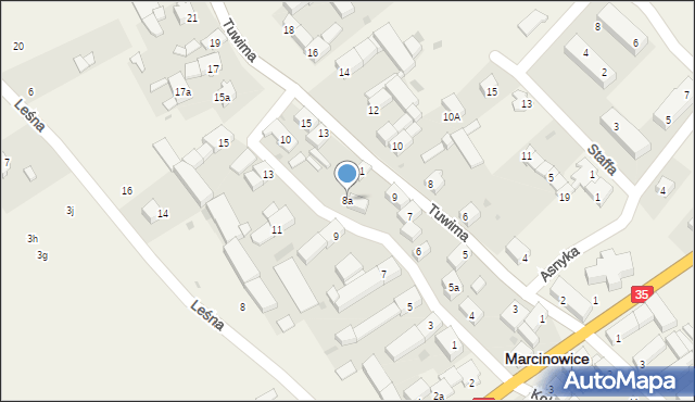 Marcinowice, Kwiatowa, 8a, mapa Marcinowice