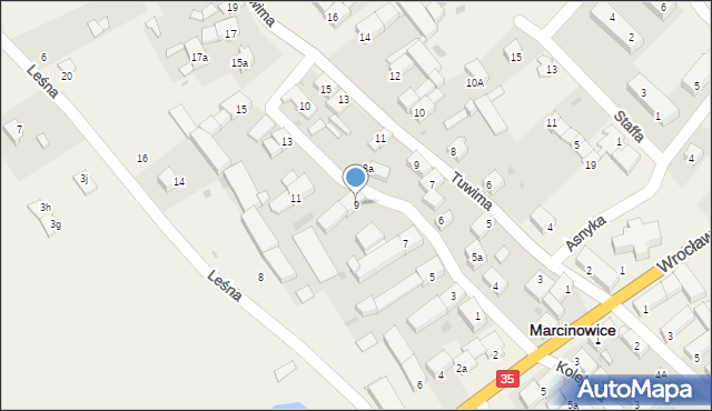 Marcinowice, Kwiatowa, 9, mapa Marcinowice