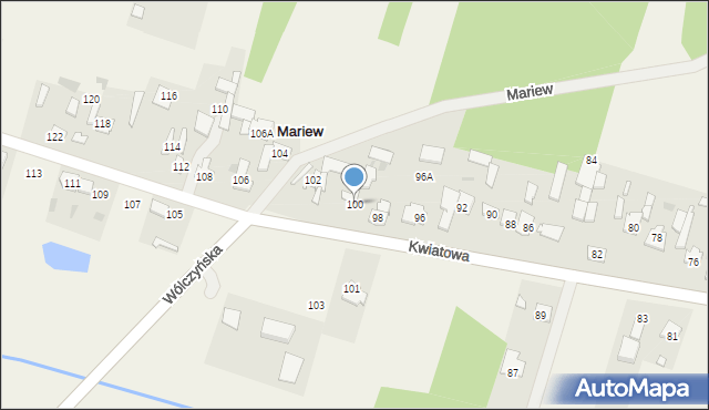 Mariew, Kwiatowa, 100, mapa Mariew