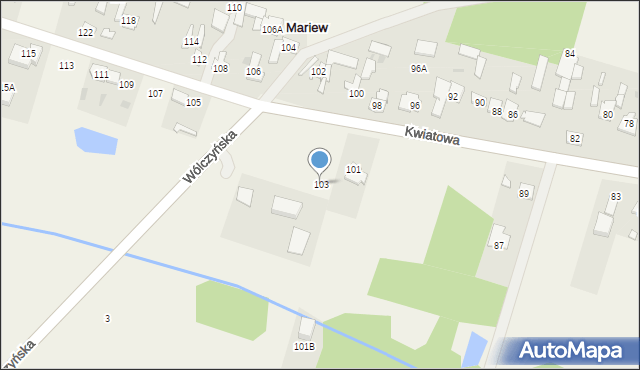 Mariew, Kwiatowa, 103, mapa Mariew