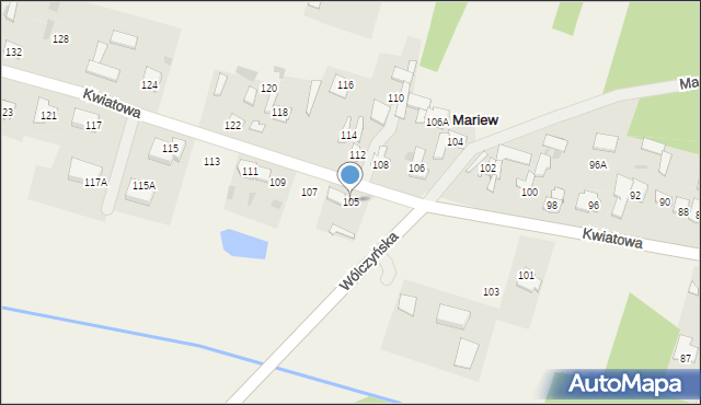 Mariew, Kwiatowa, 105, mapa Mariew