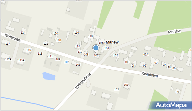 Mariew, Kwiatowa, 106, mapa Mariew