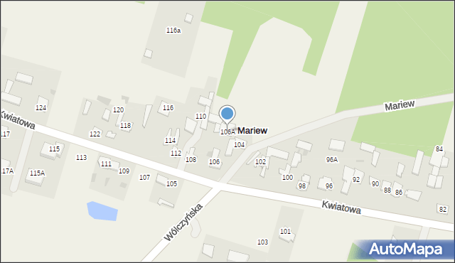 Mariew, Kwiatowa, 106A, mapa Mariew