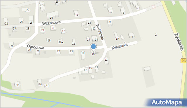 Międzybrodzie Bialskie, Kwiatowa, 16, mapa Międzybrodzie Bialskie