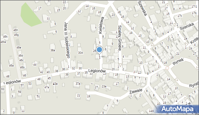 Mielec, Kwiatowa, 1, mapa Mielca