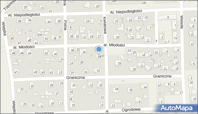 Milejów-Osada, Kwiatowa, 15, mapa Milejów-Osada