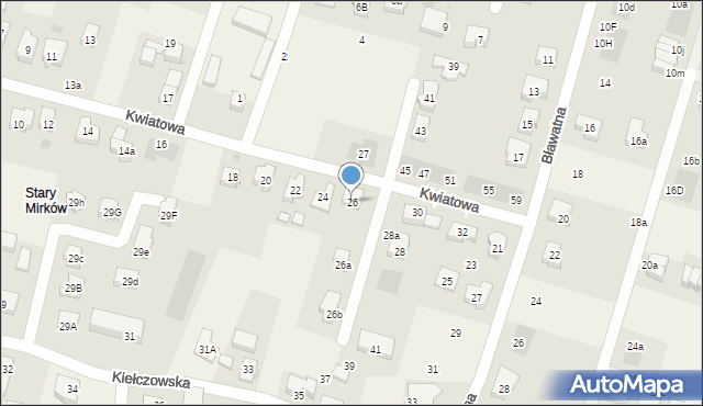 Mirków, Kwiatowa, 26, mapa Mirków