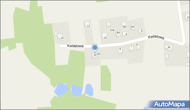 Mszana, Kwiatowa, 11, mapa Mszana