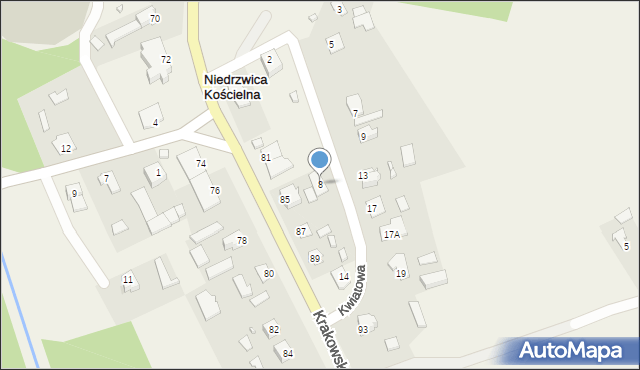 Niedrzwica Kościelna, Kwiatowa, 8, mapa Niedrzwica Kościelna