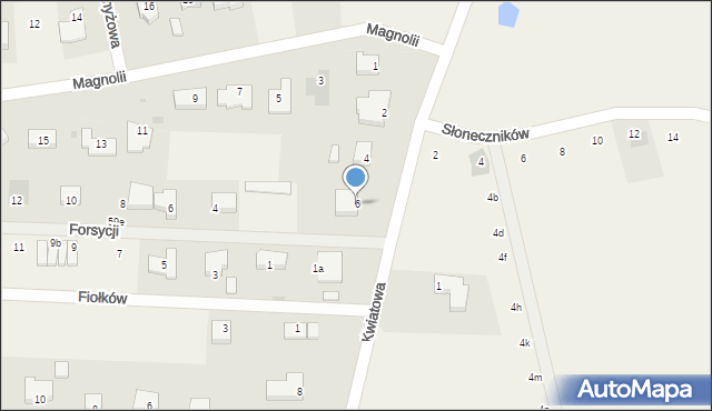 Nowe Bielice, Kwiatowa, 6, mapa Nowe Bielice