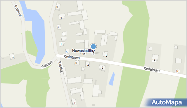 Nowosiedliny, Kwiatowa, 3, mapa Nowosiedliny