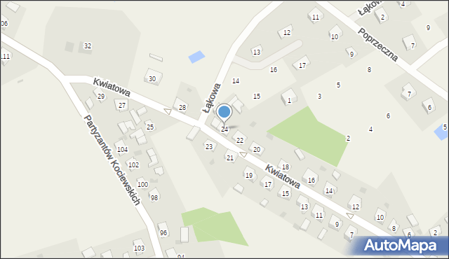 Osiek, Kwiatowa, 24, mapa Osiek