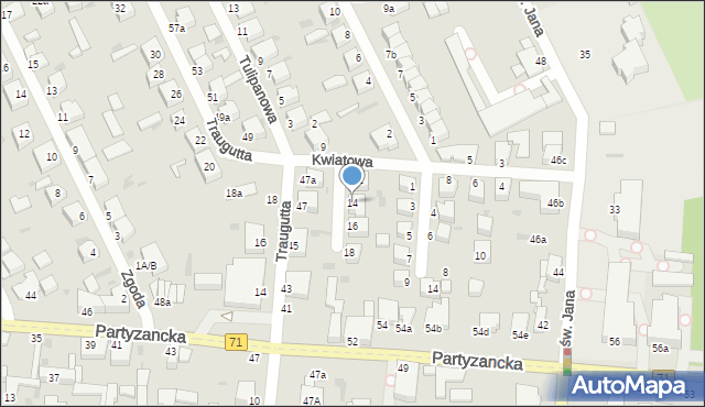 Pabianice, Kwiatowa, 14, mapa Pabianic