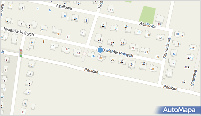 Pęcice, Kwiatów Polnych, 18, mapa Pęcice