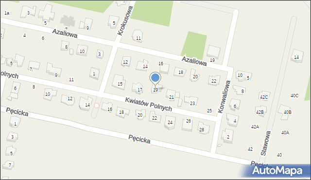 Pęcice, Kwiatów Polnych, 19, mapa Pęcice