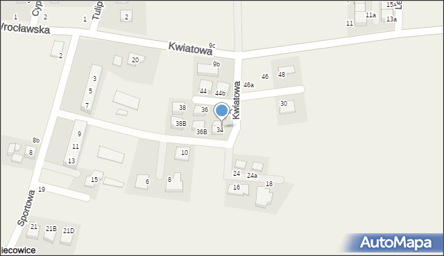 Piecowice, Kwiatowa, 34A, mapa Piecowice