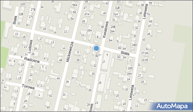 Piotrków Trybunalski, Kwiatowa, 34, mapa Piotrków Trybunalski