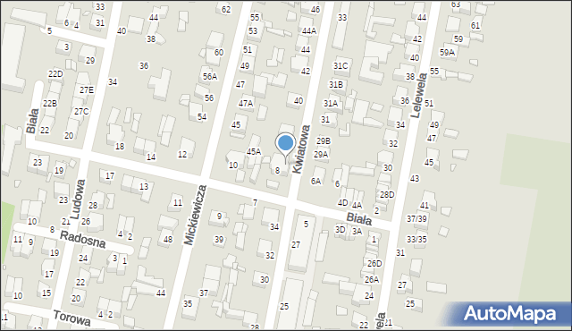 Piotrków Trybunalski, Kwiatowa, 36, mapa Piotrków Trybunalski