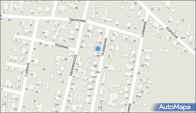 Piotrków Trybunalski, Kwiatowa, 50, mapa Piotrków Trybunalski