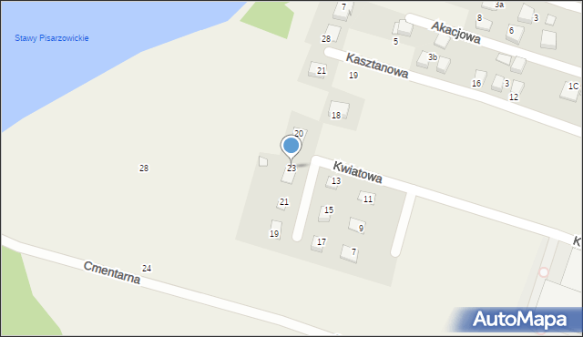 Pisarzowice, Kwiatowa, 23, mapa Pisarzowice