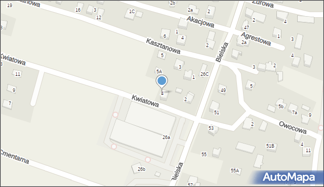 Pisarzowice, Kwiatowa, 4, mapa Pisarzowice