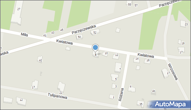 Poddębice, Kwiatowa, 8, mapa Poddębice